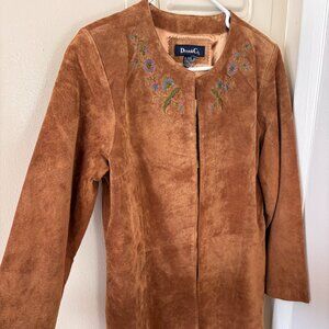 NWT Y2K Denim & Co Vintage Suede Camel Brown Jacket